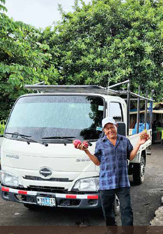 Julio César Baltodano Ramos beside his farm truck